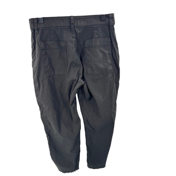 Frank & Eileen Kinsale Black Italian Power Linen Cropped Raw Hem Pants Size 2 - Picture 6 of 10